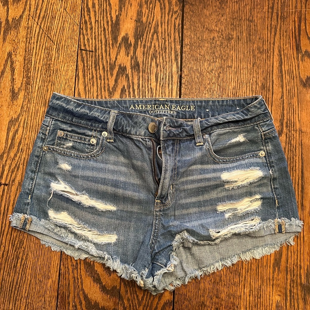 American Eagle Outfitters Ripped Blue Jean Shorts